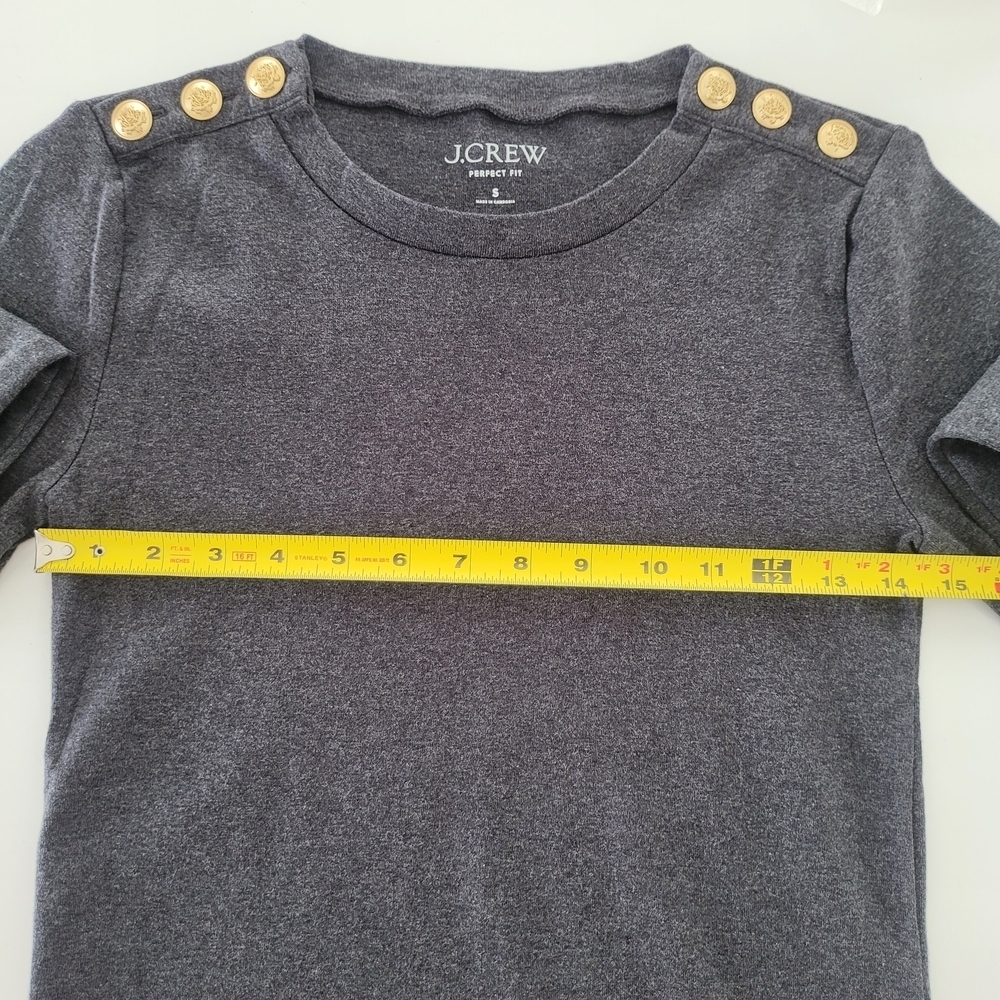 J. Crew Dark Gray Long Sleeve Top with Gold Accents - Picture 10 of 11